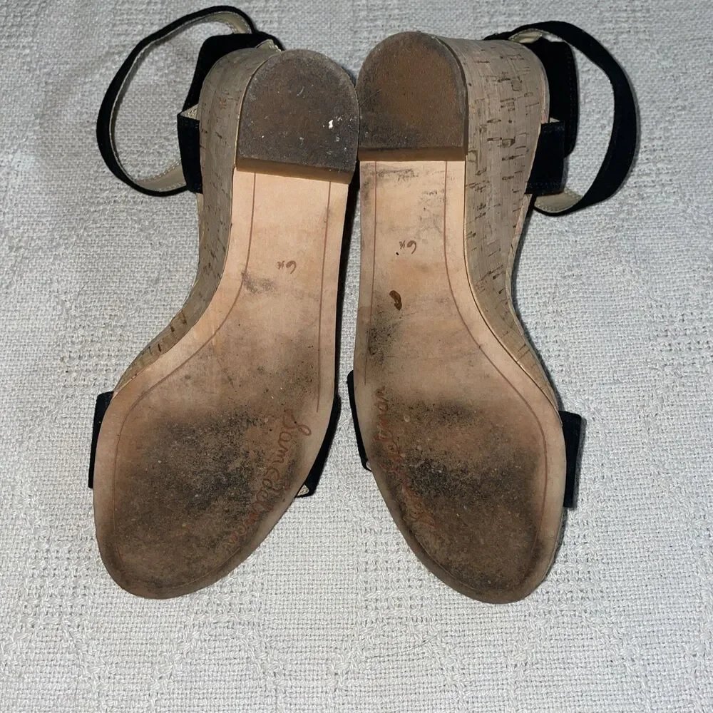 Sam Edelman Women’s Wedge Dress Shoes Size 6.5 M Black Ankle Strap Going out